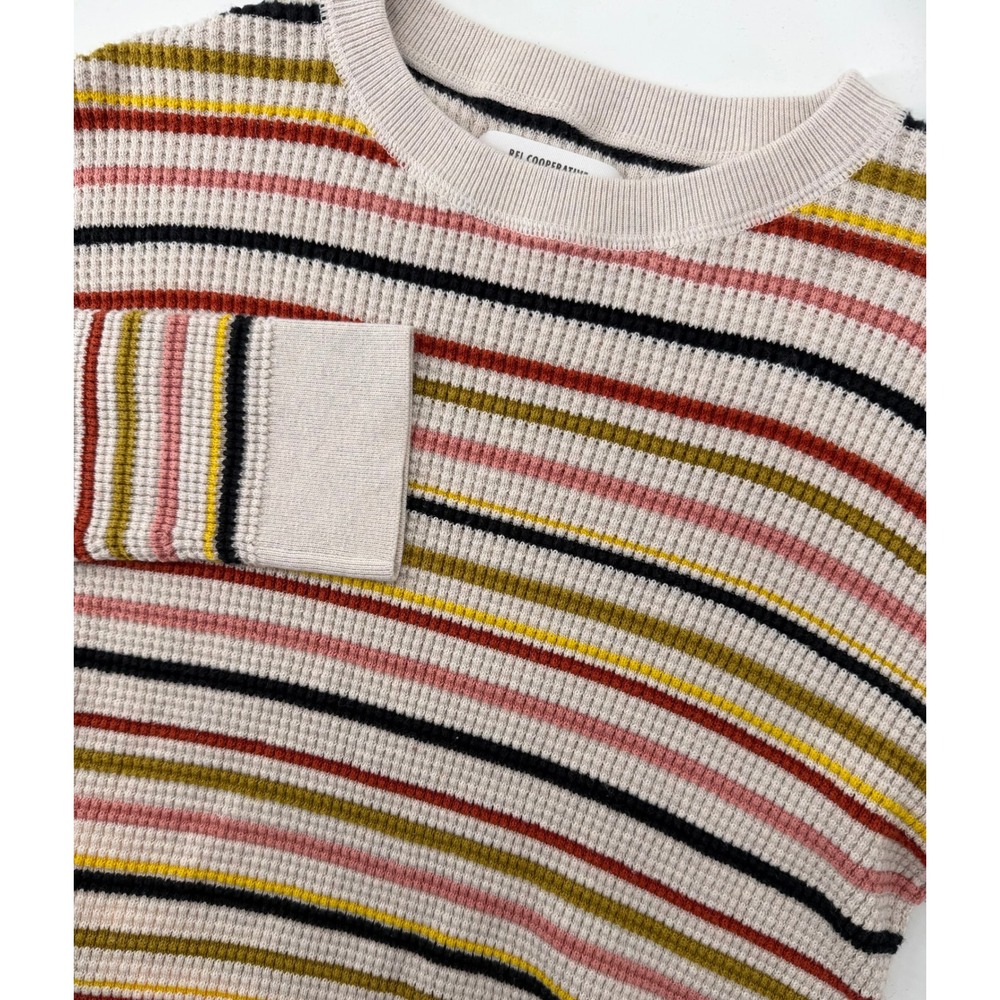REI Co-op Womens Medium Organic Cotton Waffle Knit Striped Sweater Multi Color